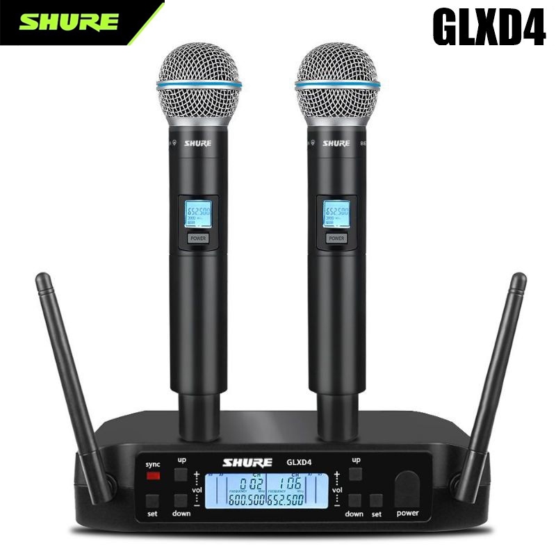 Microfone Shure Glxd4 beta58a Duplo Sem Fio/ Bastão em Metal