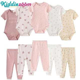 kiddiezoom 10 Pc De Roupas Para Bebês De Manga Curta De Algodão Macio Recém-Nascidos Calças Presente