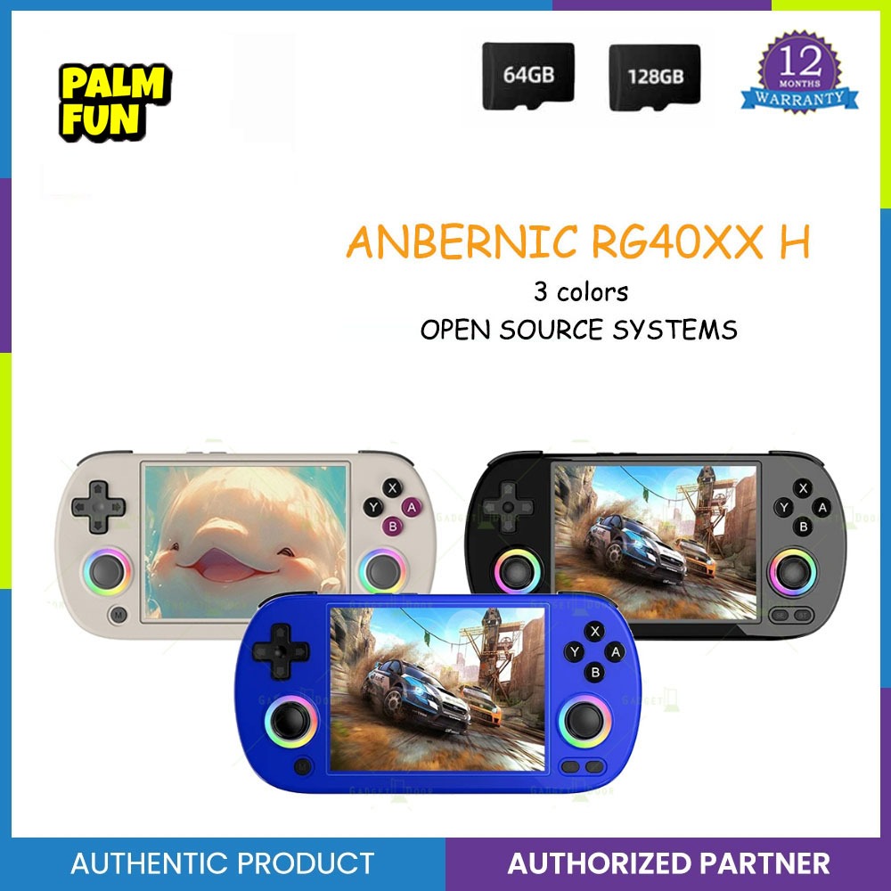 RG40XX V Console Portable Rétro – Écran IPS 4" 640x480 – 3200 MAh – Carte TF 64 Go Incluse – Linux – WiFi, Bluetooth, HDMI – Jeux Multi-Émulateurs – Bleu