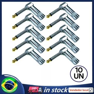 [BR Envio Em 24h] 10 Plug P10 Mono Conector Metálico Microfone Guitarra Baixo