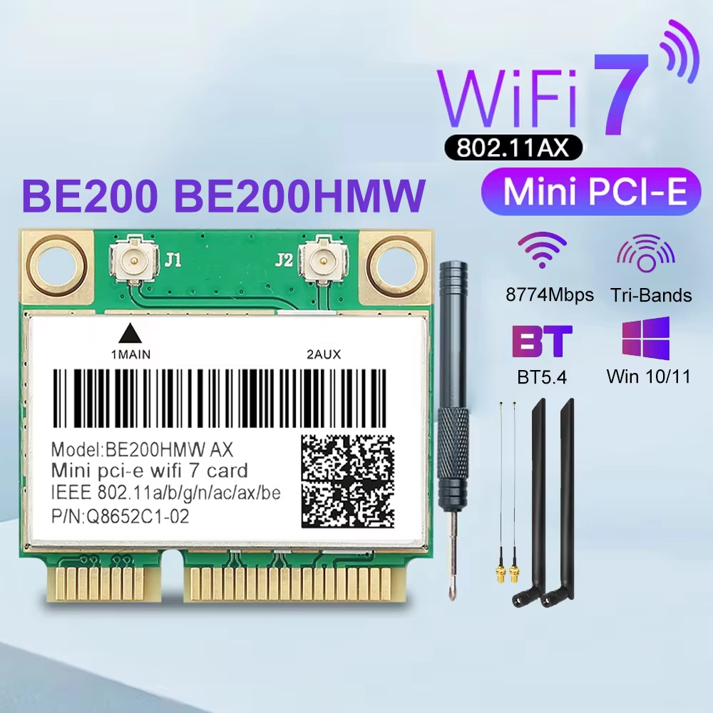 BE200 WiFi 7 Cartão BE200NGW Bluetooth 5.4 Adaptador Ethernet Tri Banda ...