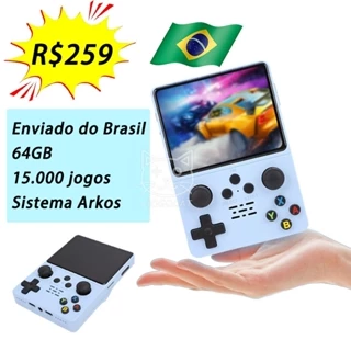 Console Portátil Retrô R35S 64 Gb 15.000 Jogos ArkOS 2.0 Sistema Tela IPS HD De 3.5 Polegadas 3500 mAh