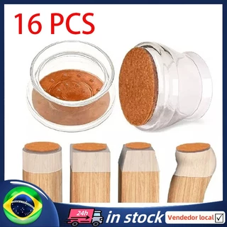 [BR Envio Em 24h] Kit 16 Peças Protetor De Pés De Cadeira Transparente Feltro De Látex