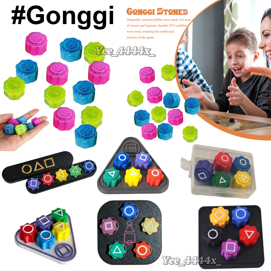 Set De 10 Piedras Gonggi | Juego Tradicional Coreano | 5 Colores | Incluye Soporte | Desarrollo De Coordinación Y Concentración | +6 Años