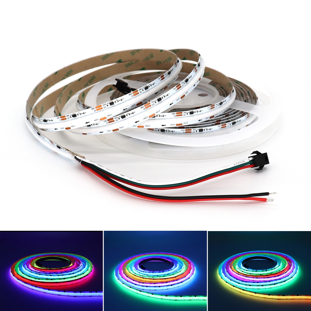 5m FOB LED Light COB Strip WS2811 12V 24V RGB Dream Full Color Luzes ...