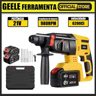 Martelete Rotativo Rompedor Furadeira Industrial 2 Baterias 21v Com acessórios completos GEELE