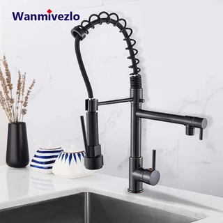 Torneira De Cozinha pull-down De Mola , Quente E Fria Misturadora Rotativa De Latão