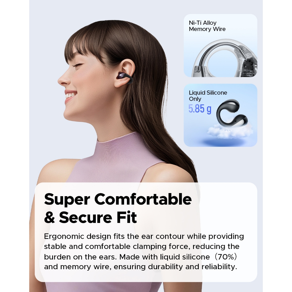 SoundPEATS PearlClip Pro Bluetooth 5.4 Fones De Ouvido Sem Fio Sem