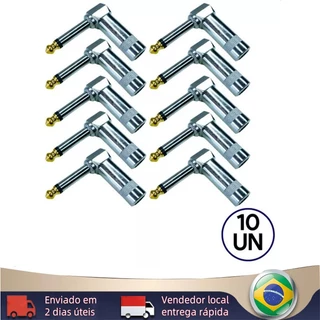 [BR Envio Imediato] 10 Plug P10 Mono Conector Metálico Microfone Guitarra Baixo