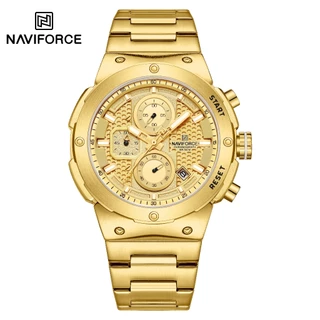NAVIFORCE 8072 Relógio Masculino Com Pulseira De Aço Inoxidável Movimento De Quartzo Empresarial Simples em Oferta na Shopee