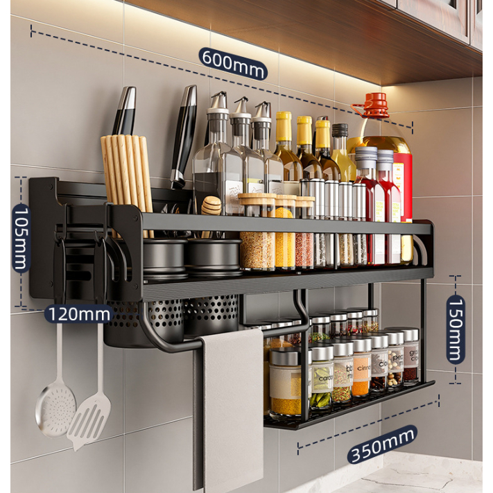 Prateleira Organizadora De Alumínio Multiuso Moderna Para Temperos E Utensílios De Cozinha