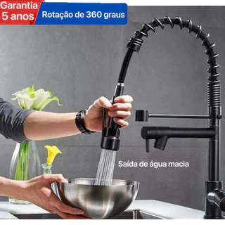 Torneira De Cozinha Gourmet Alça Única Com Extensor De Spray Tubo De Água Flexível Superior Prateado Para Ajuste