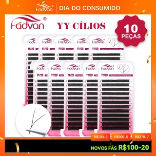 Fadvan 10PCS YY eyelashes Extensão De Cílios Postiços Em Formato De Premium Maquiagem Y shape 8-15