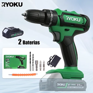 Furadeira Parafusadeira Elétrica 20v 2 Baterias Ryoku