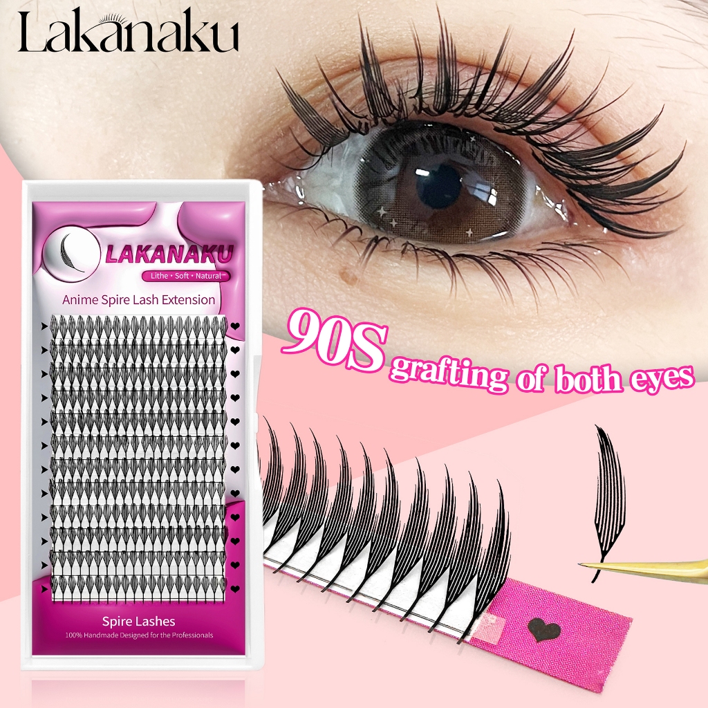Anime Spire Lashes - Vorgefertigte Wimpern-Cluster, C-D-Curl, 8–16 Mm, Für Dramatischen Augenlook, Cosplay, Salon
