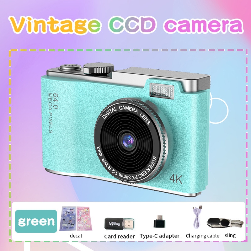 CLEC Câmera Digital 4K CCD 1080P 64MP 32GB Tela De Cartão SD 2.4