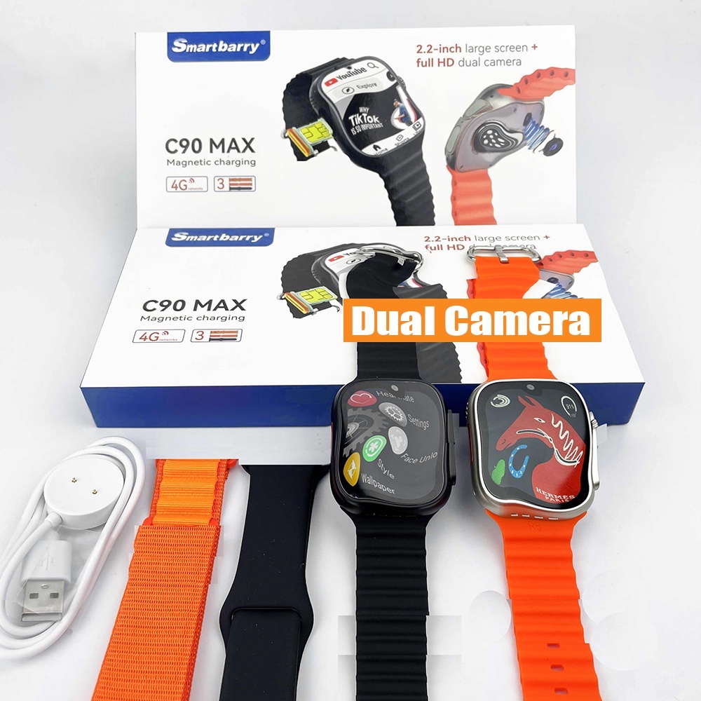 Relógio Inteligente Novo C90 Max Tela HD Câmera Dupla Com Slot E Cartão ...