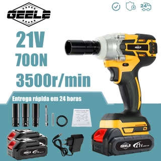 Parafusadeira Furadeira e Chave De Impacto 21v 02 Baterias Sem Fio Soquetes com Maleta Profissional