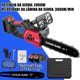 Moto Serra Elétrica Muito Potente 2000W 12 Polegadas Com Duas Baterias 21v Speed 3000m/min GEELE