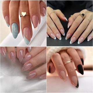 24 Peças/Caixa De Novas Unhas Falsas Em Formato De Amêndoa Como Presente em Oferta na Shopee