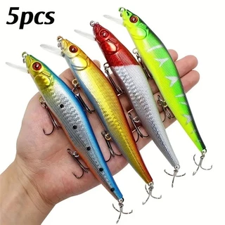Kit 5/10 Iscas Artificial Meia água Premium Pesca Truta Peixe Realista Anzol Duplo 6g