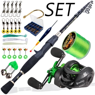 Sougayilang Conjunto de pesca telescópica 1,8-2,4 m Vara de pesca para fibrao máximo 10 kg Conjunto de pesca ao ar livre