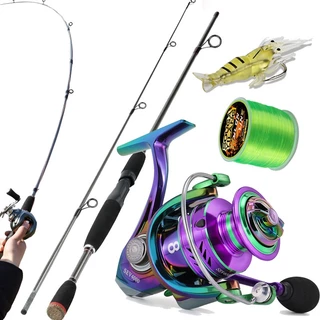Sougayilang 1.8M Vara De Pesca Elétrica Mão/Alça Dupla Carretel Linha Isca Kit Completo 5.2 : 1 Arrasto Máximo 8kg