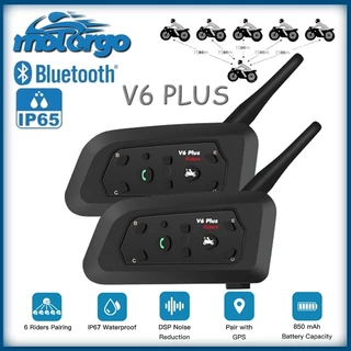 V6 Mais Fone De Ouvido Intercomunicador De Capacete De Motocicleta Bluetooth Com Interfone BT De 1200M Para 6 Pilotos