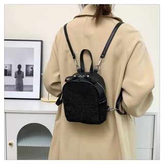 mochila feminina mochila pequena feminina mochila feminina pequena couro Enfeites de diamante mochila feminina reforçada