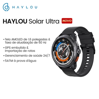 [New] Haylou Solar Ultra GPS 1.6"AMOLED 60Hz Display SmartWatch 5ATM 22Dias Bateria Relógio Inteligente À Prova D