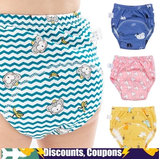 Fraldas Para Bebês/Calças De Aprendizagem Treinamento De Algodão Laváveis Respiráveis em Oferta na Shopee