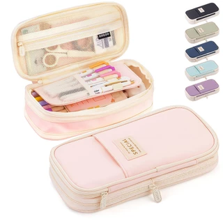 Bolsa para lápis de grande capacidade, linda e bonita estojo para lápis com zíper de grande capacidade, bolsa portátil p