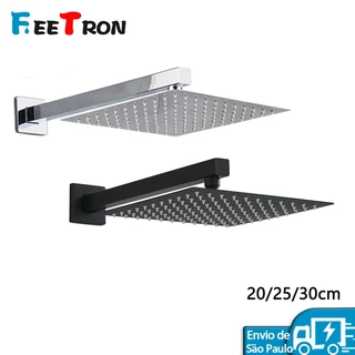 Chuveiro 30x30 Preto Fosco Slim Aço Inoxidável Com Arranhão 38cm