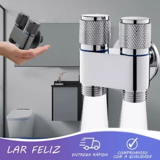 Torneira Registro Válvula Dupla Saída Ducha Higiênica Para Banheiro Cozinha Área De Serviço Lavabo