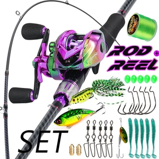 Sougayilang 1.8M Kit Completo Carretel De Pesca Vara Linha Isca 17 + 1BB 7.2 : 1 Pequena Raspagem De Metal Carbono Arras