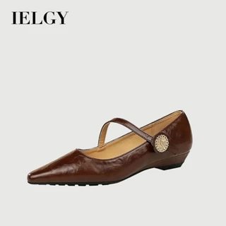 IELGY Sapatos Femininos Elegantes Vintage Com Bico Fino E Alça Em Cunha , Únicos Decorações Redondas De Metal