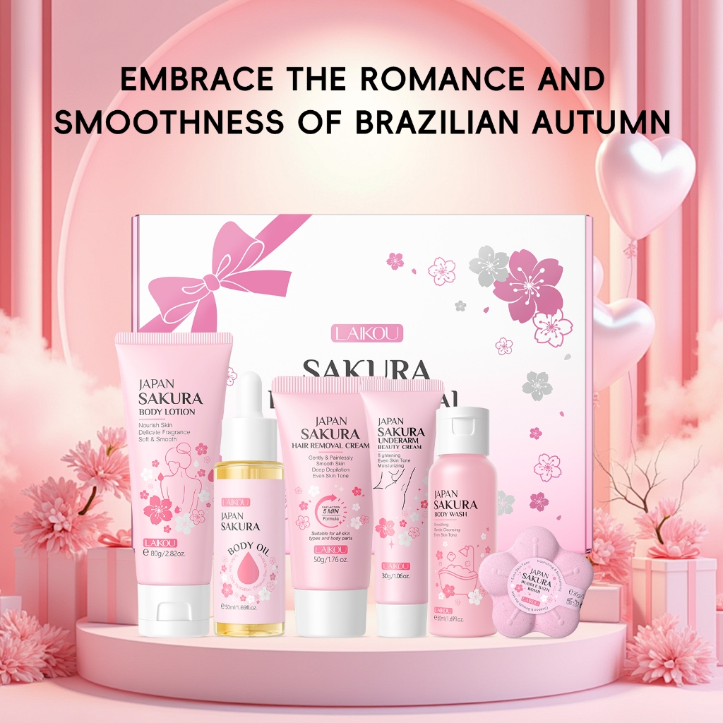 LAIKOU Sakura Conjunto De Cuidados Corporais Para Pele Lisa E