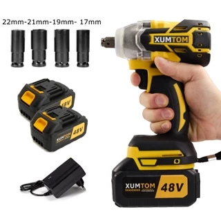 Chave de Impacto Brushless Profissional com 2 Baterias 48V de Litio recarregável portátil parafusadeira pneumática