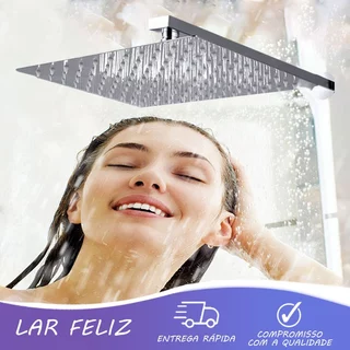 Ducha Chuveiro Inox 304/201 Quadrado Reto/Articulado/Teto Banheiro Piscina Area 20/30CM