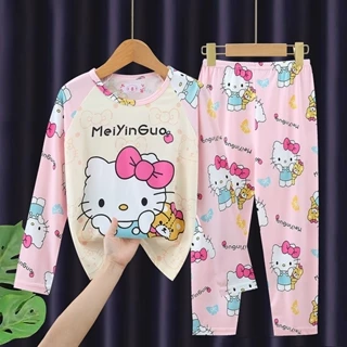 Pijamas Infantis Meninas Moda Desenho Animado Princesa Homewear Calças De Manga Comprida Terno em Oferta na Shopee