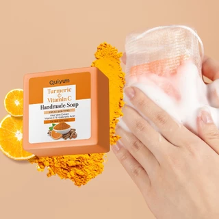 QUIYUM Sabonete Artesanal De Vitamina C Com Cúrcuma 100g Para Rosto E Corpo , Limpeza Suave , Mesmo Tom De Pele , Hidrat em Oferta na Shopee