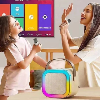 K12 Caixa De Som Com Microfones Bluetooth Karaokê Brincadeiras em Família Alto-falante com LED