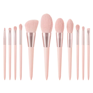 Novo Conjunto De Pincéis De Maquiagem Feizixiao De 11 Peças Com Pele Macia E Pincel De Pó Solto Rosa , Completo