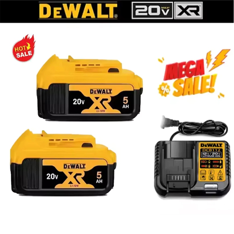 DEWALT 100% original 5AH com carregador, adequado para furadeira elétrica e chave inglesa Dewalt originais