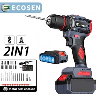 Parafuso broca 2pcs bateria 21v broca caixa 28pcs cor preto chave de fenda brushless