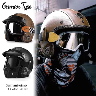 Capacete Retrô Para Motocicleta , Harley 3/4 , Capacetes De Couro , Viseira Oldtimer , Meia Concha