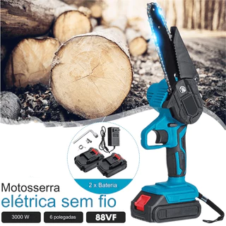 1800W Mini Motosserra Poda Jardinagem 2 Baterias 6 Polegadas em Oferta na Shopee