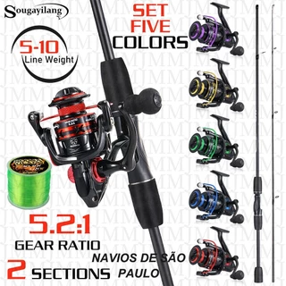 Conjunto De Vara De Pesca Sougayilang 1.8m 5-10 lbs 5.2 : 1 1000-5000 Carretel Giratório Com Linha Completo