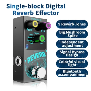 Dispositivo De Pedal De Efeito De Reverberação De Metal Com Digital De Guitarra 9 Efeitos/Acessórios De Guitarras De Luz