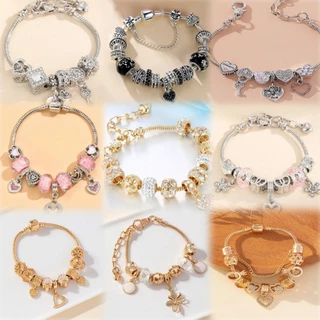 Pulseira de Aço Inoxidável com Diamante - Miçangas DIY Estilo Moderno